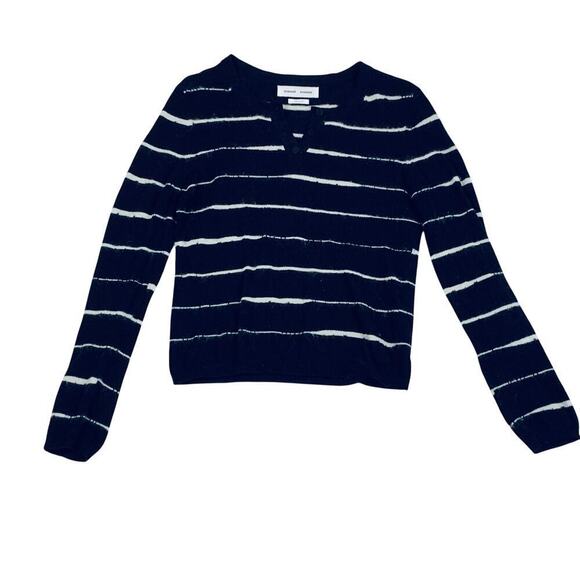 Samsoe May Crew Neck Black Stripe Cotton Alpaca Fuzzy Sweater - Size S - Picture 2 of 9